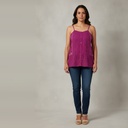 Blusa sin manga morada Texturizado talle 12 Con diseños de encaje y 6 botones