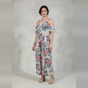 Enterito Zara sin manga beige y azul Floral talle 9 Tipo palazo con diseños de flores azules y rosas