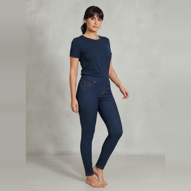 [0034029] Pantalón largo azul oscuro Lisa talle S Sexwoman con detalles en los hilos tipo calza