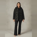 Campera manga larga negro Liso talle 4 Black Blue con capucha botones y tirantes en el cierre