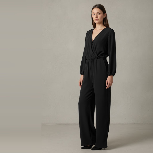 [0034037] Enterito manga larga negra Liso talle P Sin detalles pantalon largo