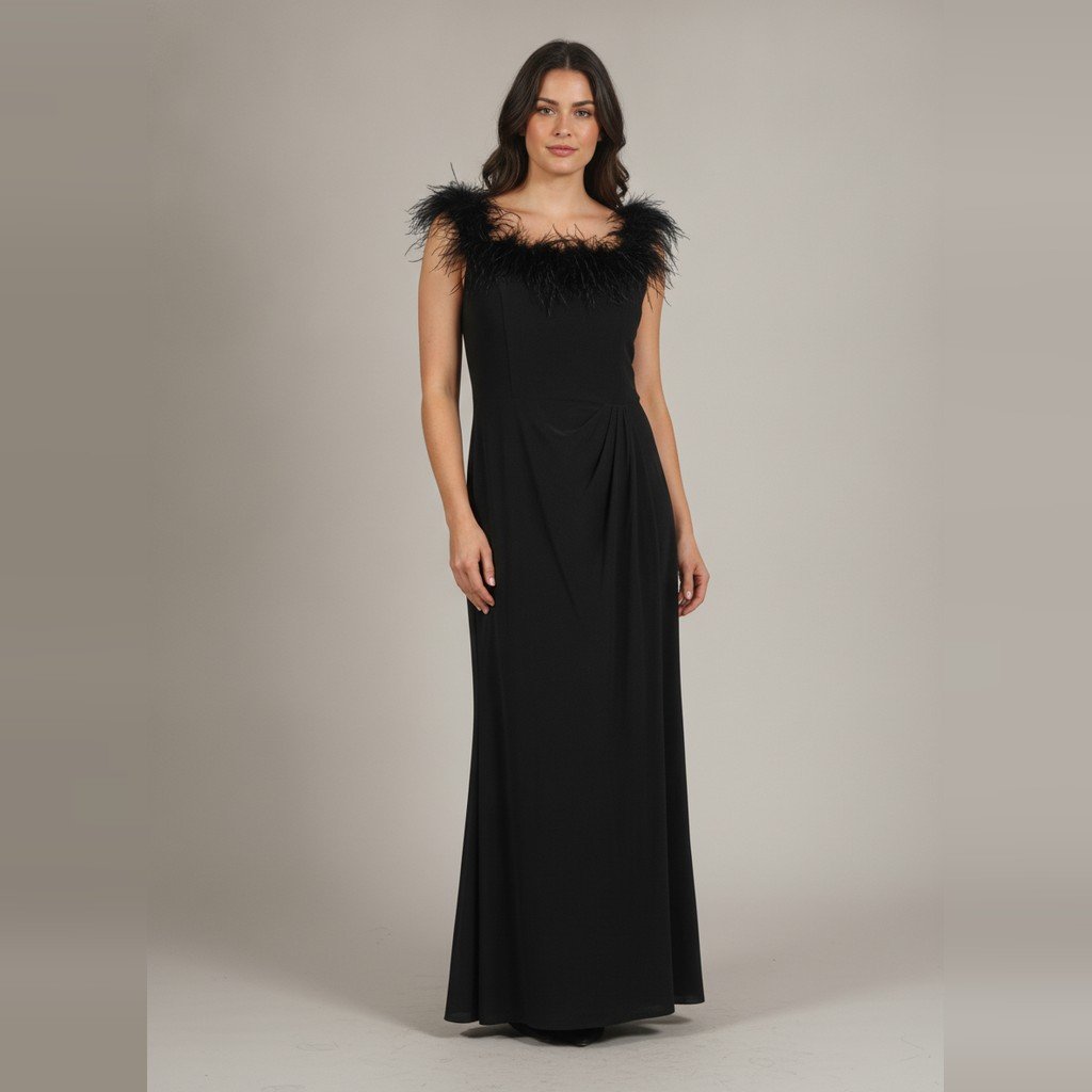 [5016] Vestido Alex Evenings Con manga negro talle G Largo de fiesta