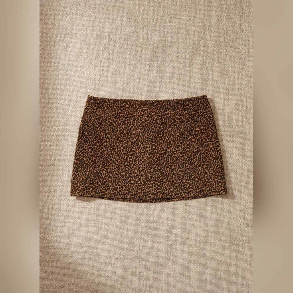 [5047] Pollera Corta marrón y animal print talle S