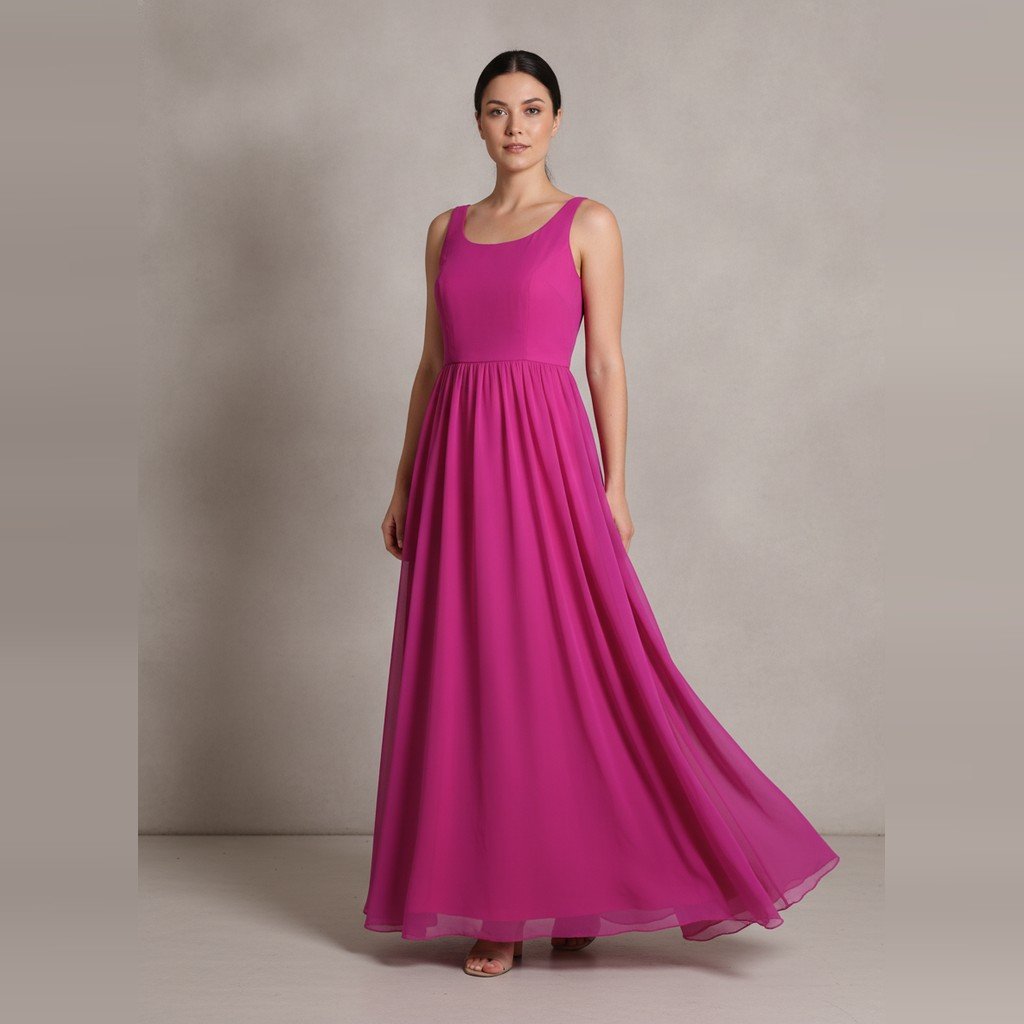 [5157] Vestido Sin marca Largo morado Liso talle M sin manga