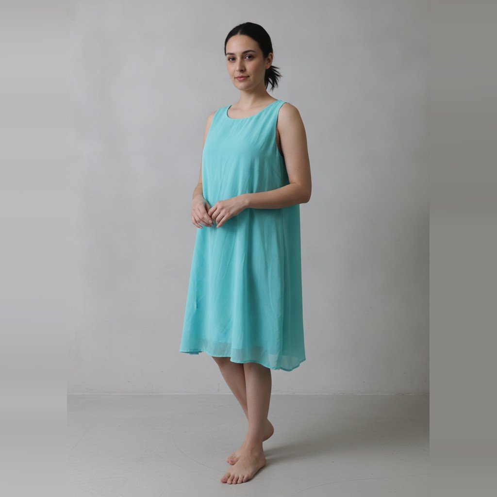 [5139] Vestido Sin marca Largo celeste Liso talle G sin manga