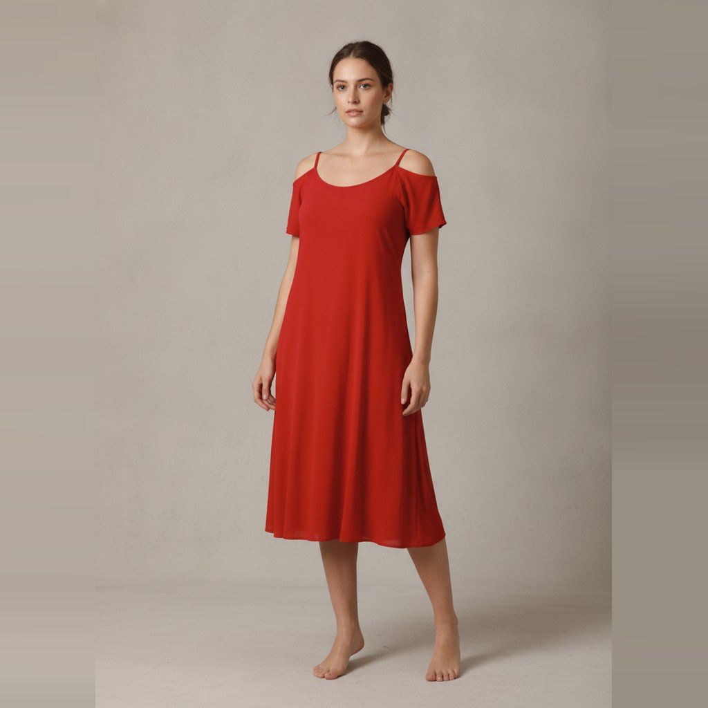 [5156] Vestido Sin marca Largo bordó Liso talle P manga corta