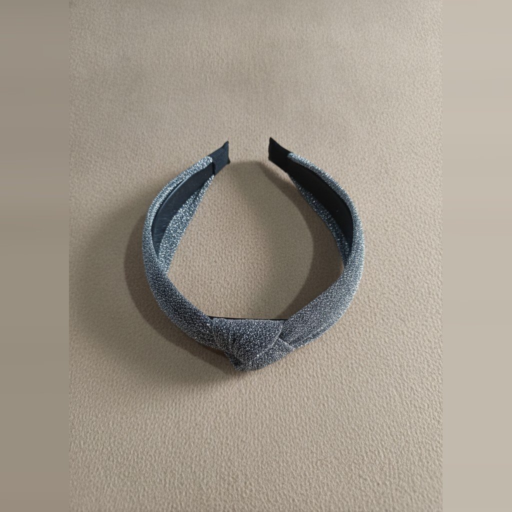 [5185] Accesorio negro y plateado Brilloso vincha 