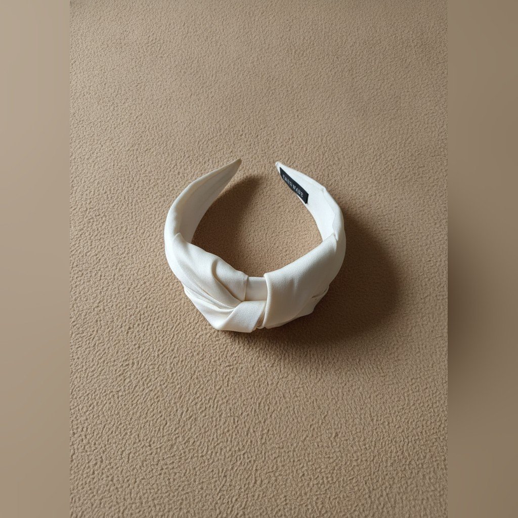 [5192] Accesorio marfil con lazo cruzado vincha 
