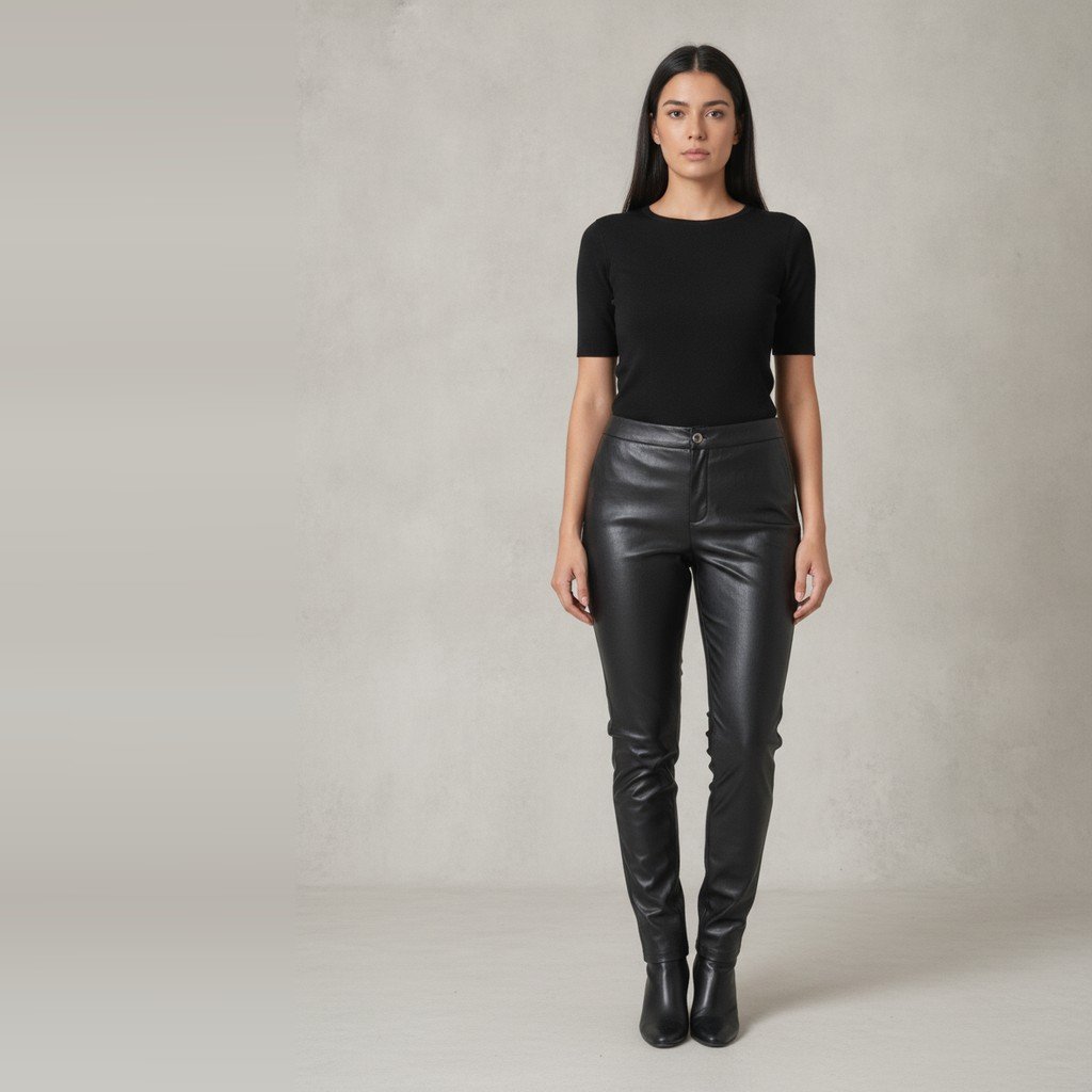 [5111] Pantalón Unika Largo marron metalizado Liso talle G NUEVO 