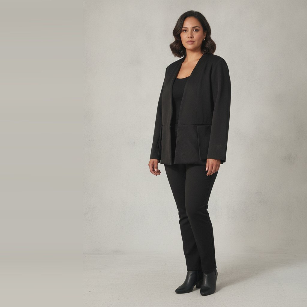 [5103] Blazer Eneache manga larga negro Liso talle XXL