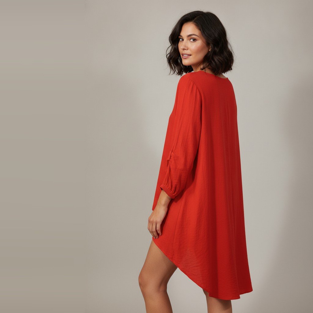 [5116] Blusa Sin marca Manga 3/4 rojo Liso talle GG con goma en las mangas NUEVO 
