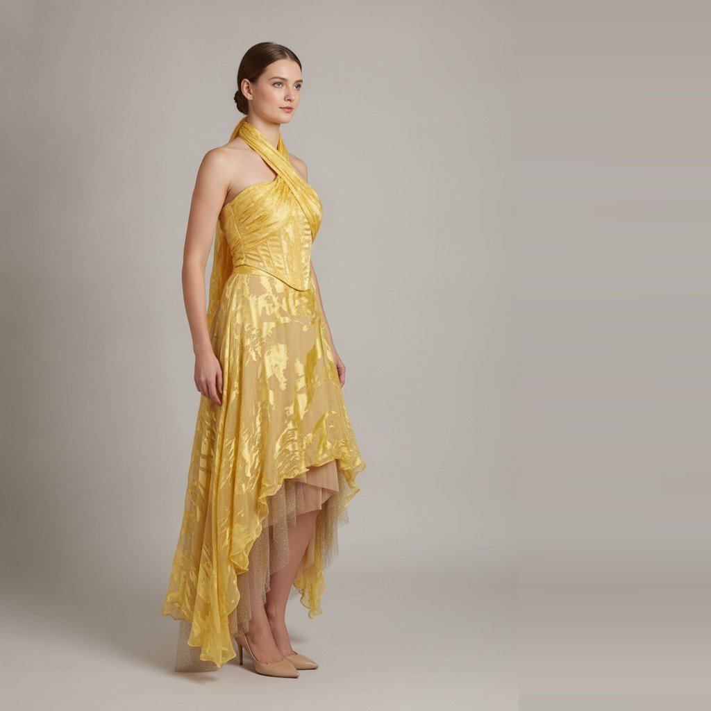 Conjunto 3 forros amarillo y beige Brilloso talle P corset+pollera