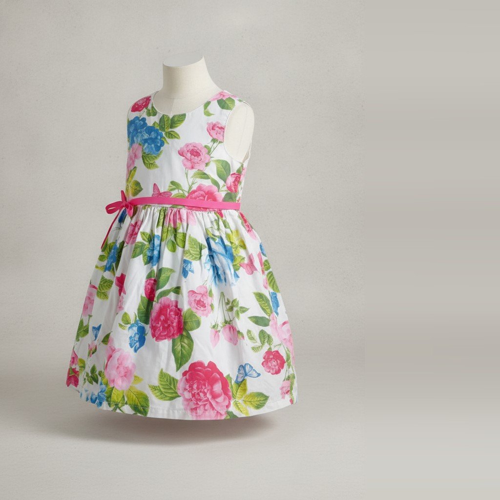 [5343] Vestido Carter´s sin manga Floral talle 12M con detalle de cinto