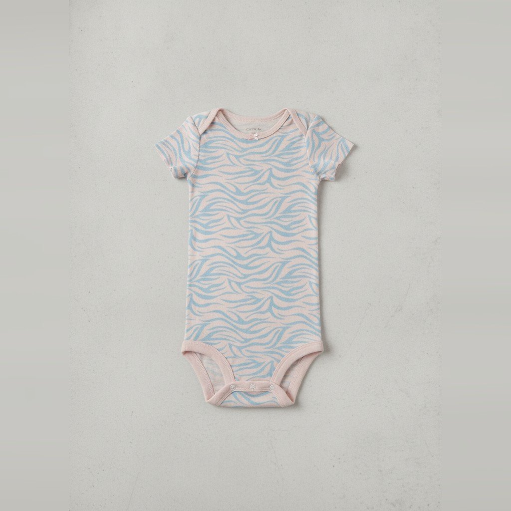 [5347] Body Carter´s manga corta celeste y beige Estampada talle 24M