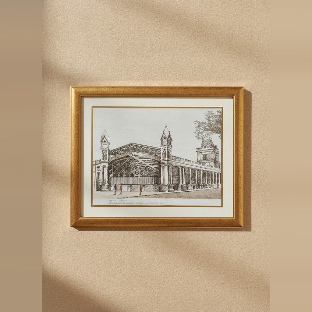 Cuadro Estación de Ferrocarril de Asunción 65cm largo 54cm ancho