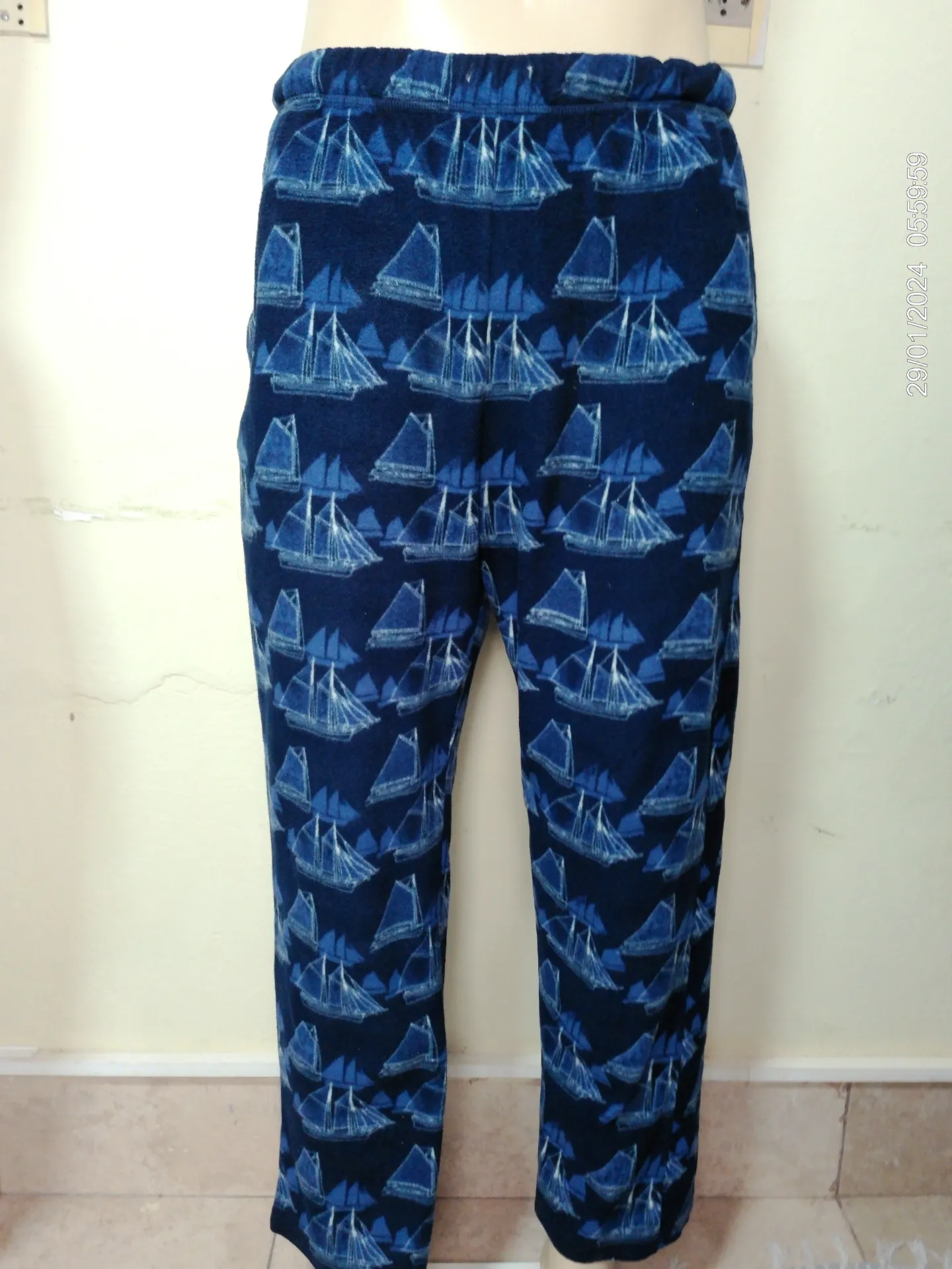 [MODMETIUSA0020] Pantalon de lana con estampado azul