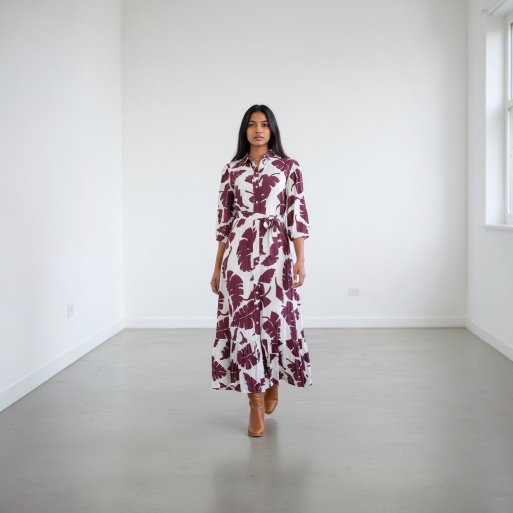Vestido Zara Manga larga blanca y Rojo Floral talle S Con cinto