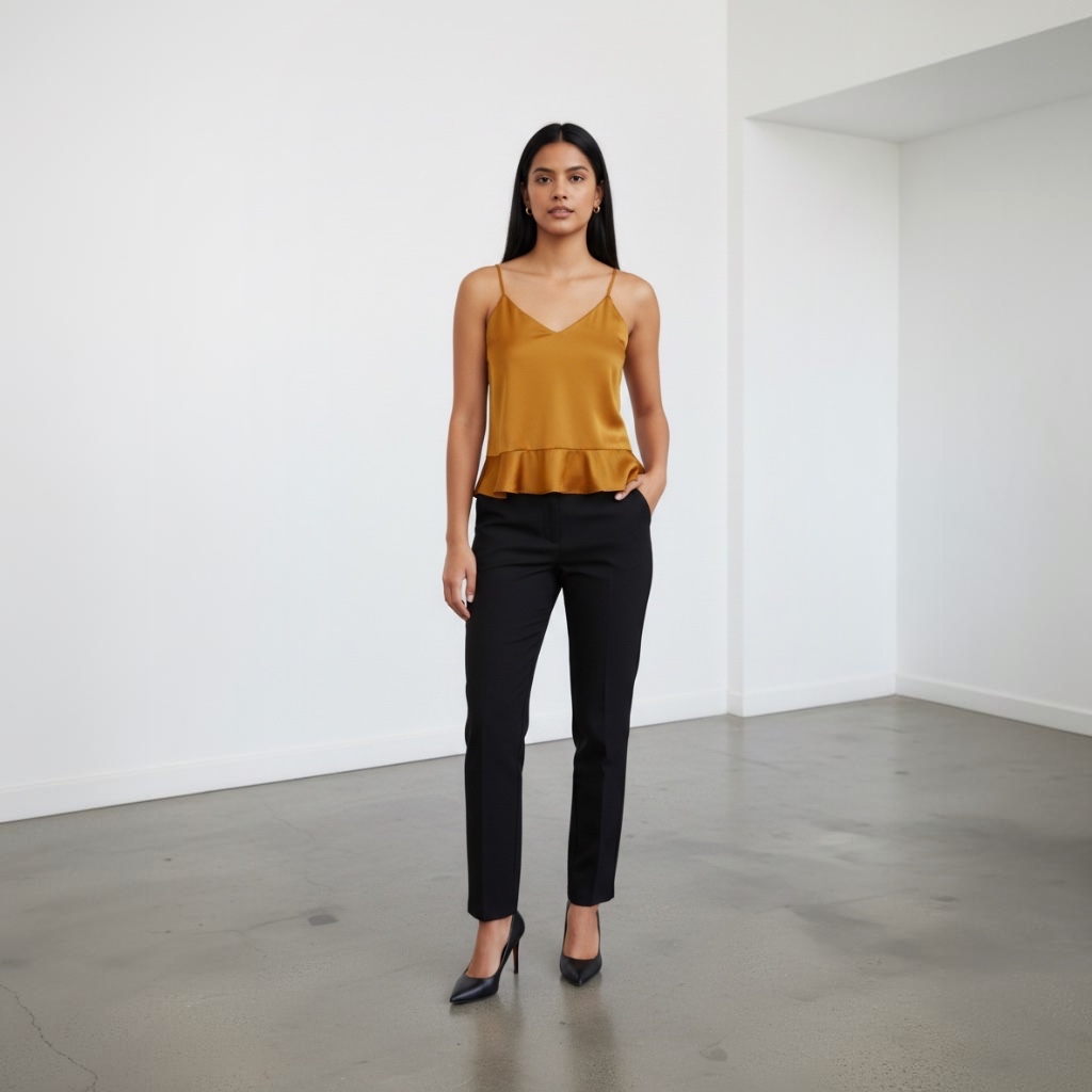 Blusa MNG Sin manga mostaza talle S