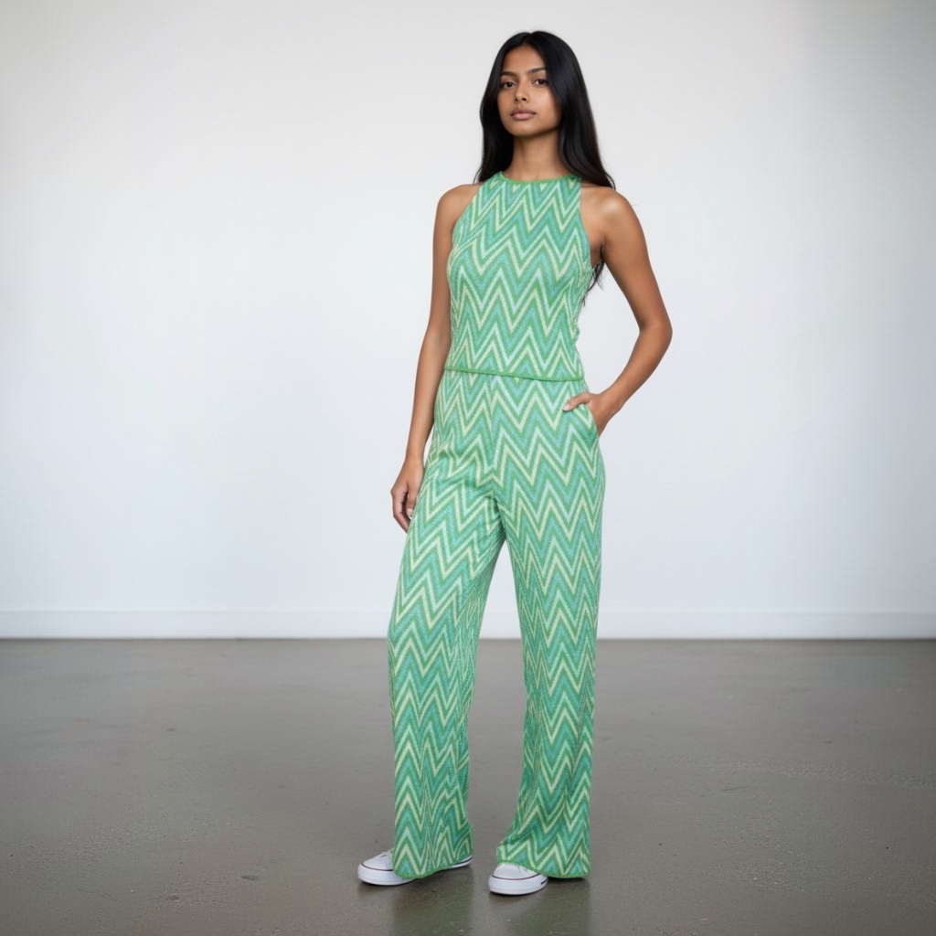Conjunto Kosiuko verde Estampada talle 40 Pantalón + blusa