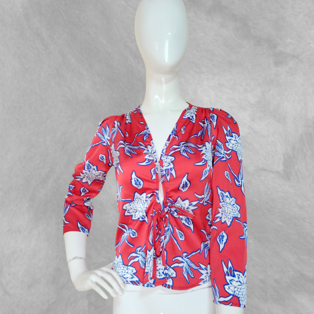 Sweater Albertina Manga 3/4 roja y blanco talle P Azul