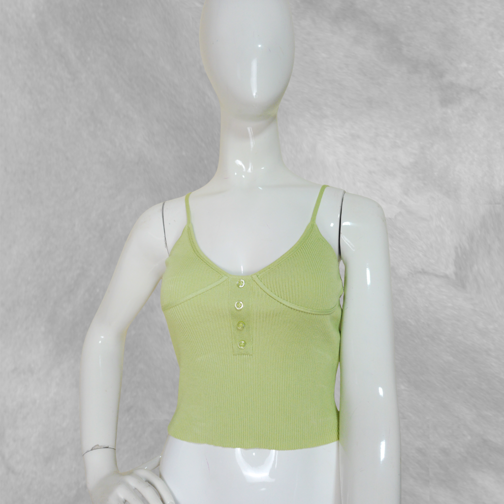 Croptop Zara Sin manga verde y claro talle S