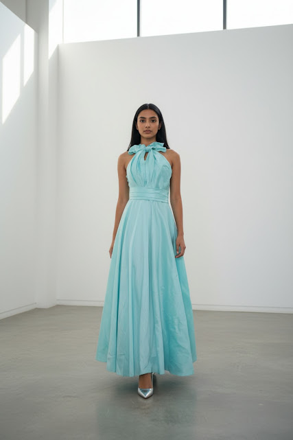 Vestido Beverly Kuhl celeste talle S