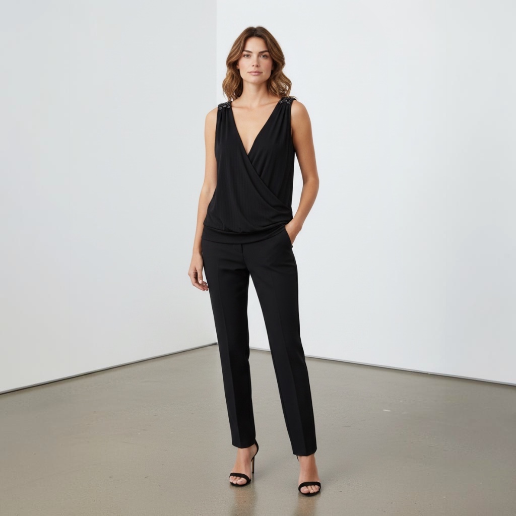Blusa Rapsodia Sin manga negra talle M Con detalle en hombros